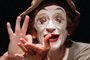 (FILES) A picture taken 19 September 2000 in Paris shows French mime Marcel Marcau performing at the Olympia concert hall. Marceau died 22 September 2007, aged 83, according to two of his children. Marceau, born in Strasbourg, eastern France, 22 March 1923, founded his own company in 1947, and created his own character "Bip", inspired by Chaplin and Keaton PHILIPPE DRISS
